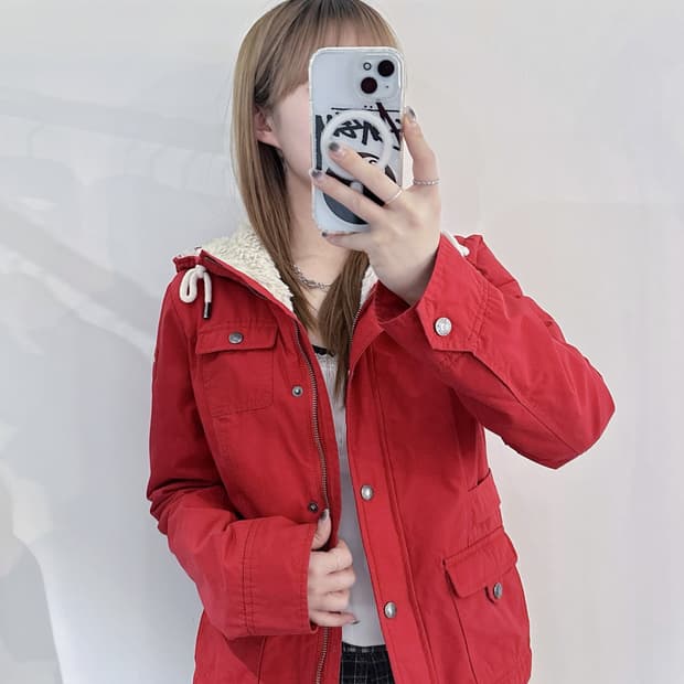 아베크롬비 레드 양털 후드 자켓