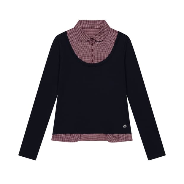 코이세이오 리버서블 칼라 롱슬리브 네이비