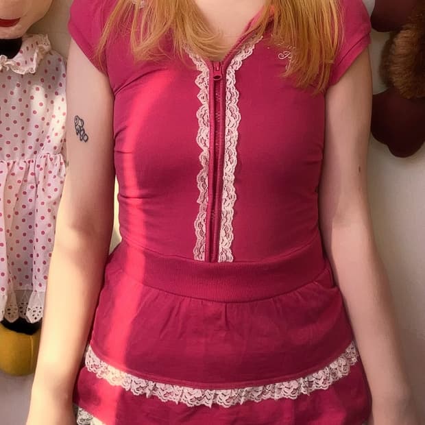 jpn 러블리 후드 반집업 미니 원피스