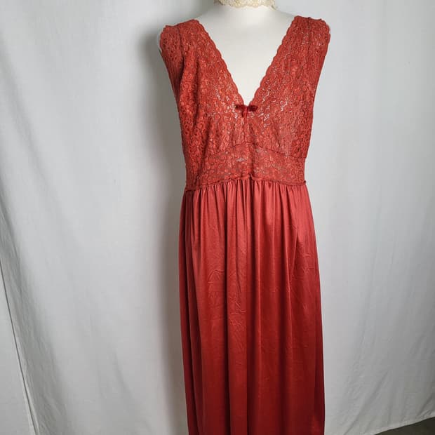 빈티지 딥 레드 슬립 드레스