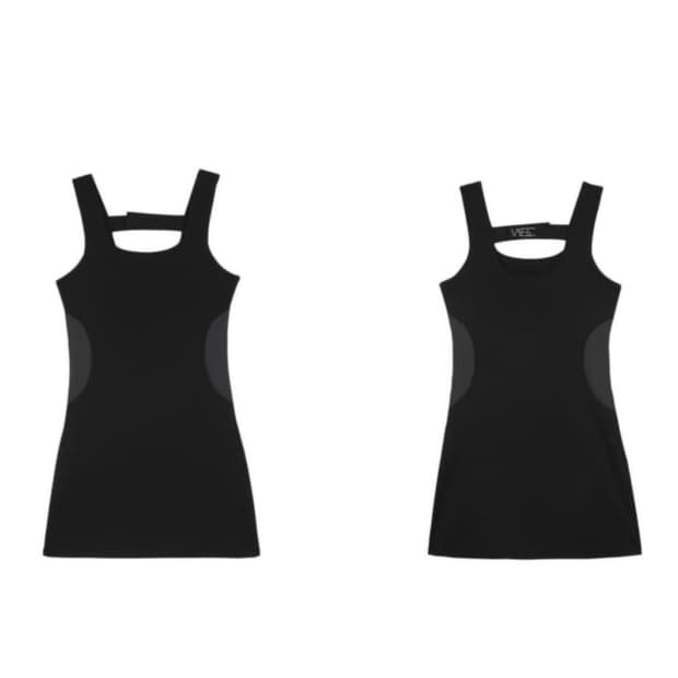 wsc 벨크로 드레스 블랙