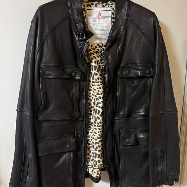 블랙아웃 레더 바이커 XL