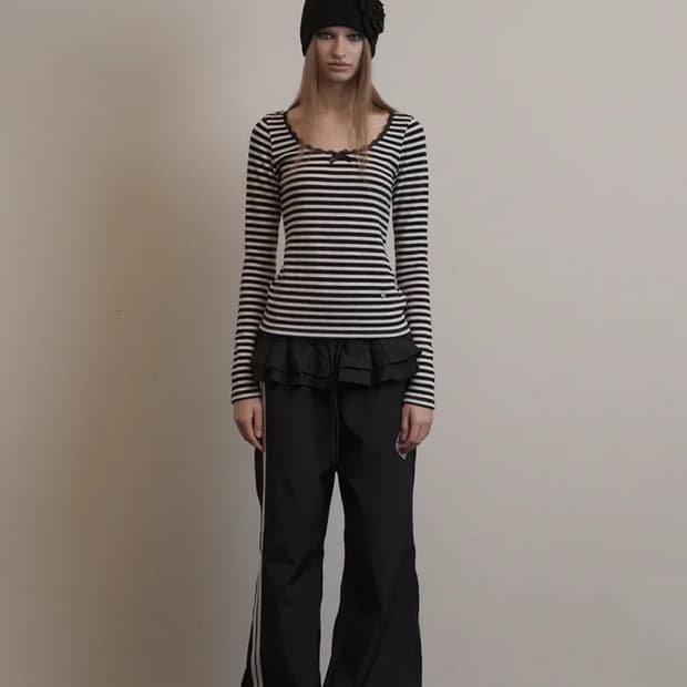 셋업이엑스이 FRILL SPORTY PANTS / BLACK (기모o)