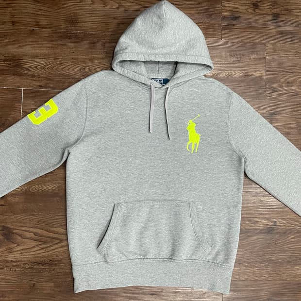 폴로 랄프로렌 빅포니 후드티 그레이 형광