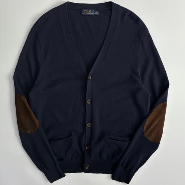 폴로 랄프로렌 엘보 스웨이드 패치 가디건