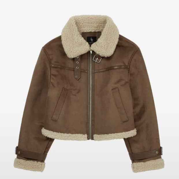 레더리 오블리크 스웨이드 무스탕 자켓 [BROWN]