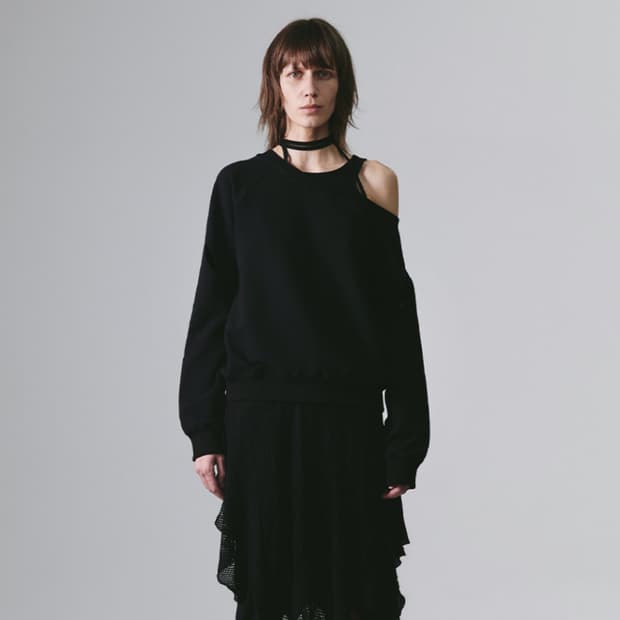 나체 슬릿 레이어드 스웻 셔츠