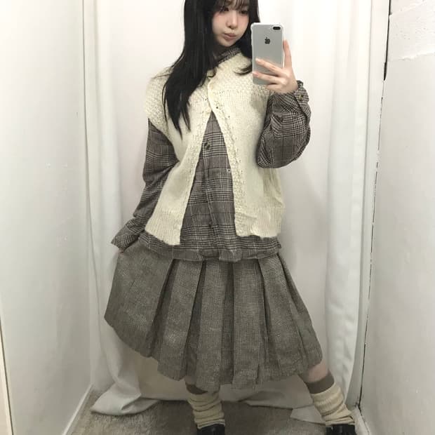 체크 소녀 코디 세트 🧋