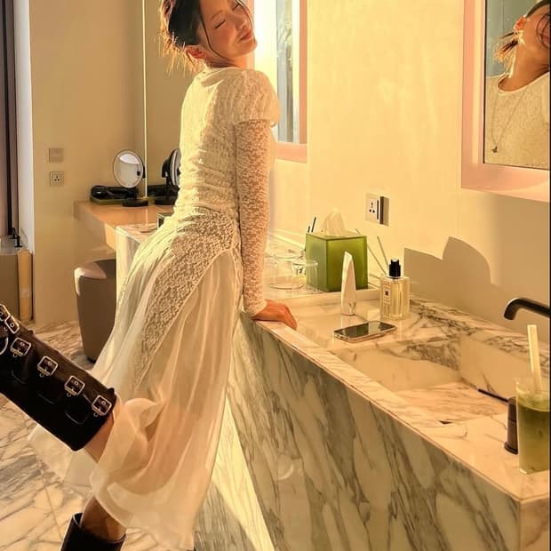 Sinoon flower lace long dress