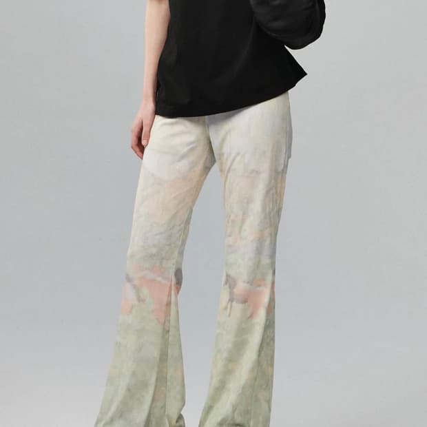 기준 Print Flared Pants Print Green