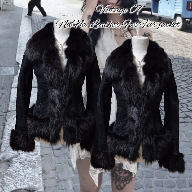 Vintage 09 NaNa Leather Fox Fur jacket