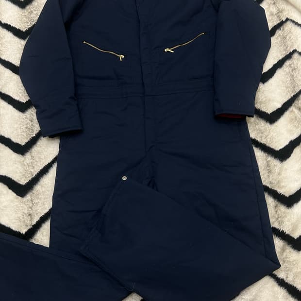 [L]레드캡 커버올 점프슈트/안감퀄팅/네이비