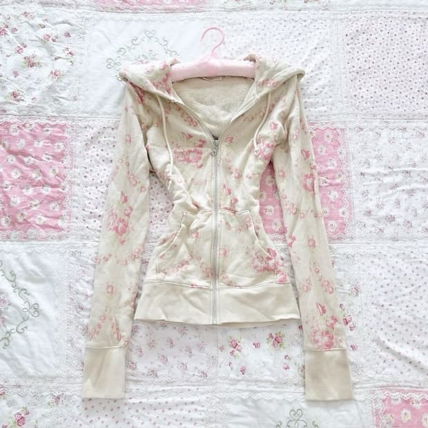 히메카지 핀터 플로럴 후드집업 히메갸루 라떼갸루