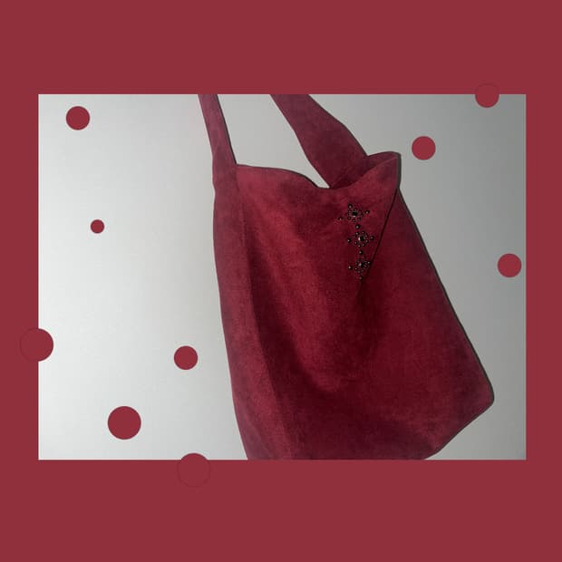 Burgundy suede shoulder bag