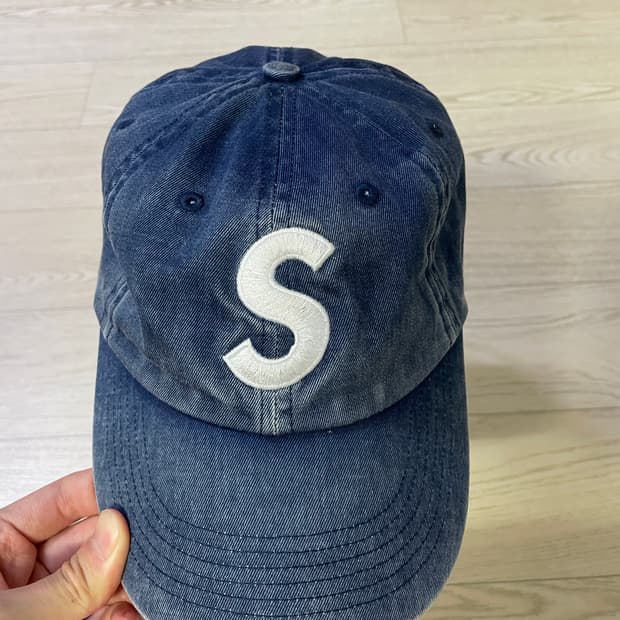 슈프림 s logo 6패널 캡 인디고