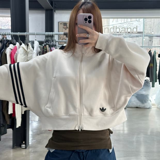 아디다스 뉴클래식 크롭 투웨이 트랙탑져지 크림