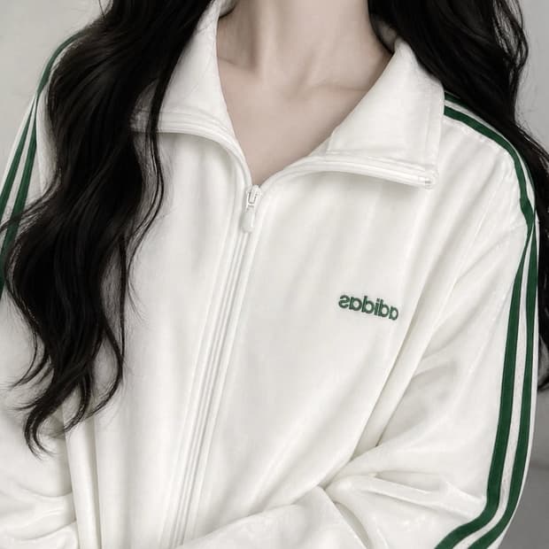 아디다스 흰초 벨벳 벨루어 져지 집업 트랙탑
