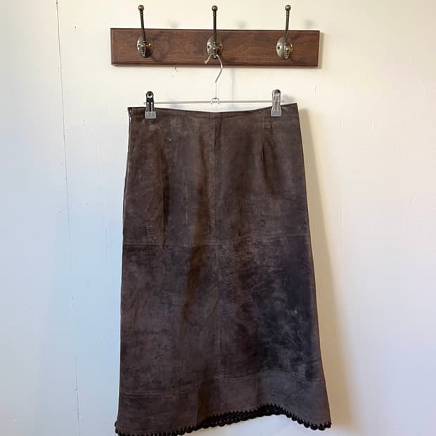 COMME CA 피그스킨 브라운 스커트