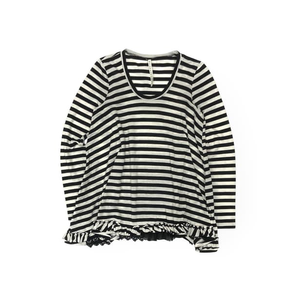 Sunao kuwahara striped ruffle tee