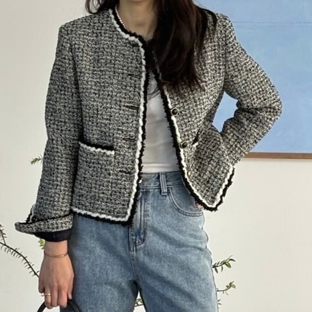 [새상품] 아뜰리에 드 쎄모먼 Juilette 트위드 자켓 36