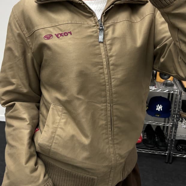 ROXY 베이직 자수로고 코튼 블루종 점퍼