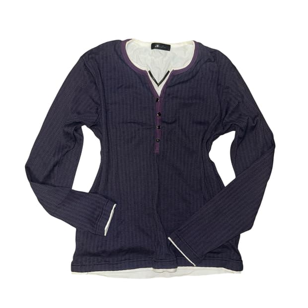 y2k 스트라이프 헨리넥 롱슬리브 티셔츠