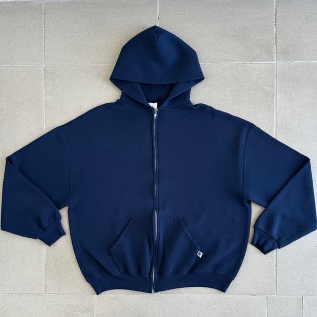 00s 빈티지 러셀 후드집업 네이비 XL