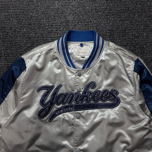 00s MLB 뉴욕 양키스 빅로고 사틴 메탈 바시티 자켓 898