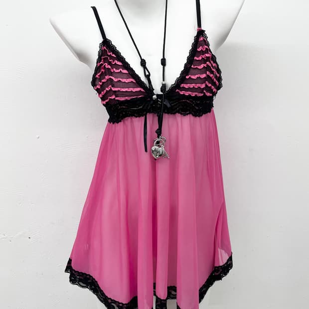 갸루 프릴 레이스 슬립