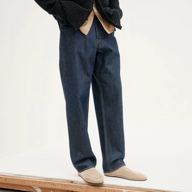 오라리 하드 트위스트 데님 와이드 팬츠 인디고 30