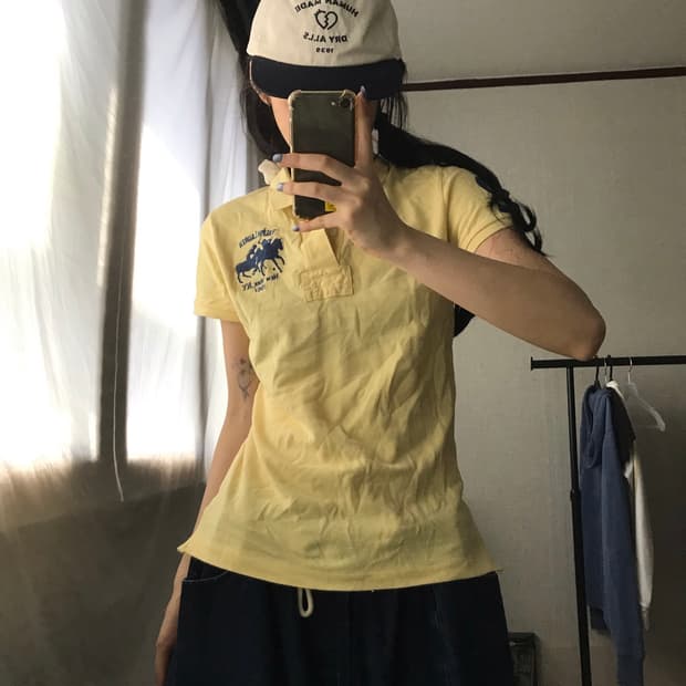 폴로 연노랑 빅포니 반팔티셔츠