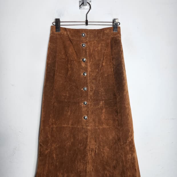 자라 브라운 스웨이드 롱 스커트