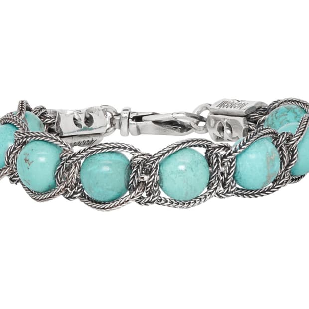 에마누엘레 비코치 실버 & 블루 비즈 팔찌