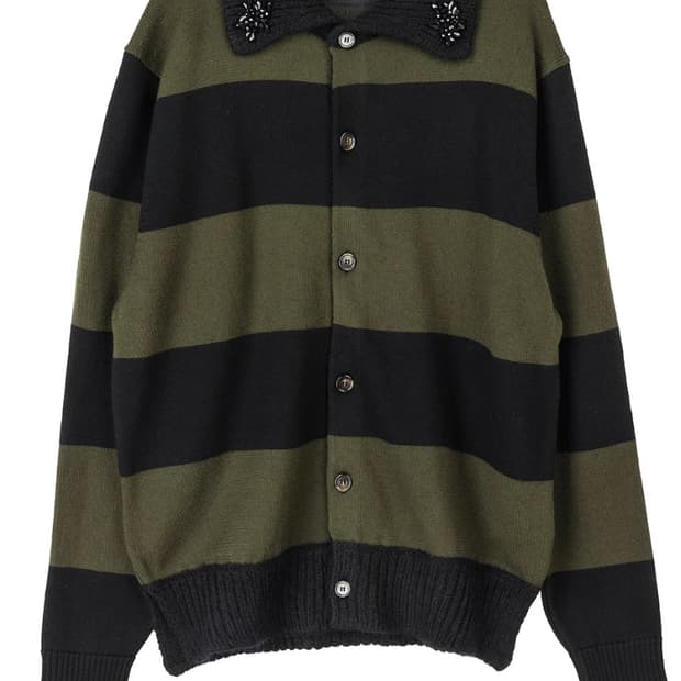 L) 시몬로샤 Fuzzy Collar Striped Rugby Knit