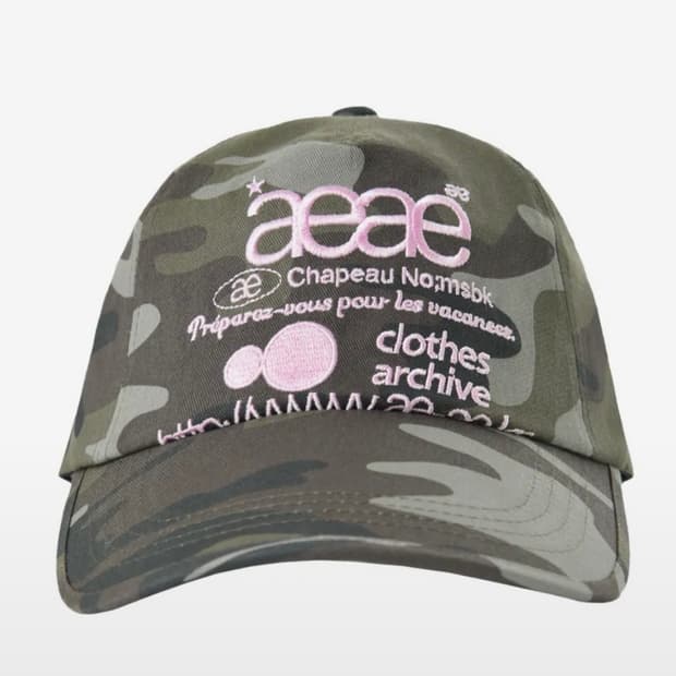 Aeae WEB LOGO CAMO 5 PANNEL CAP-[GREEN]