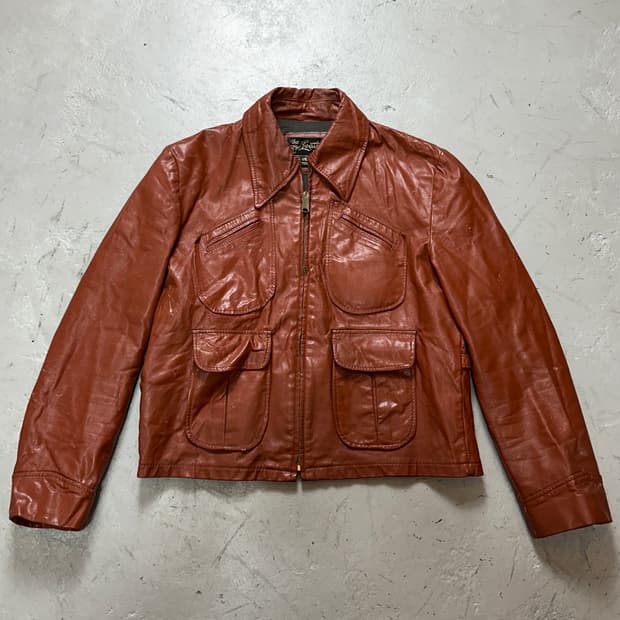 80's 빈티지 버건디 레더 크롭 자켓 빈티지 가죽자켓