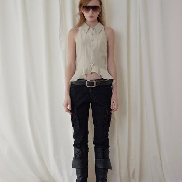 보헤미안서울 HALTER RUFFLE SHIRT BEIGE