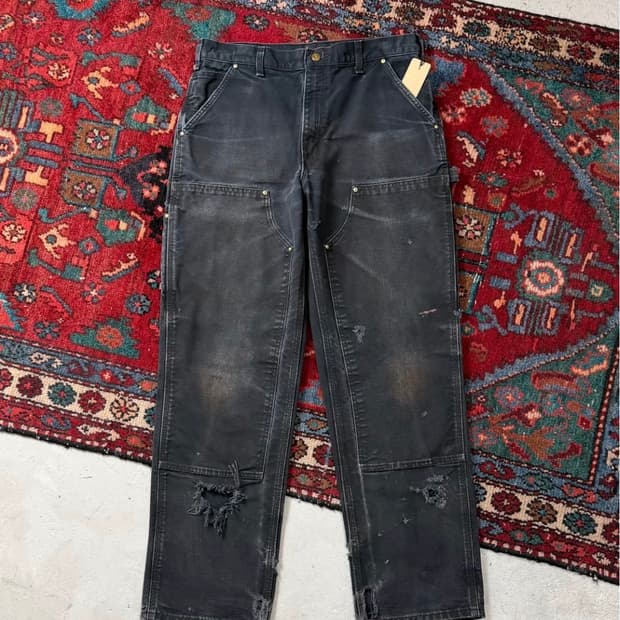 빈티지 칼하트 B01 BLK 더블니 팬츠 썩블니 34