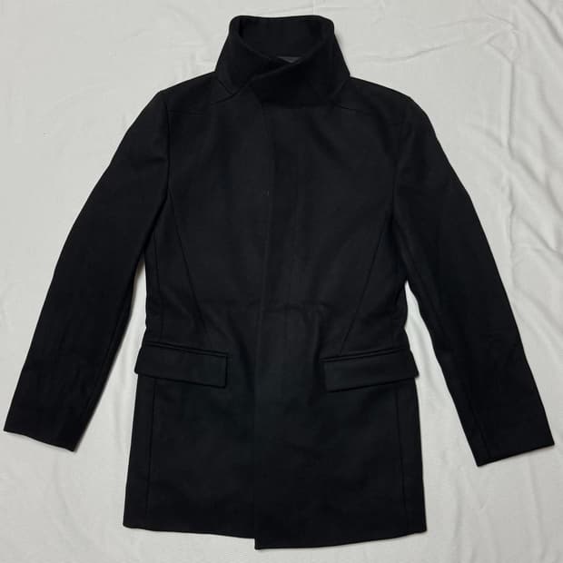 Solid Homme High Neck Hide Button Coat