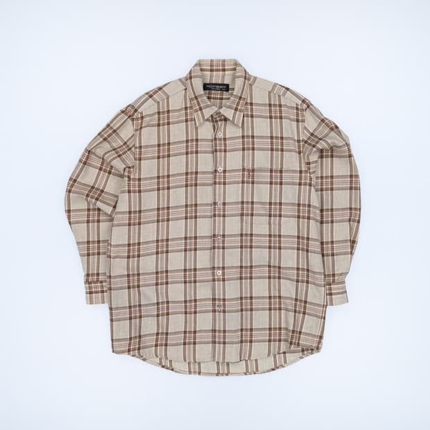 100 입생로랑 YSL 로고 포켓 플레이드 체크 셔츠 4177