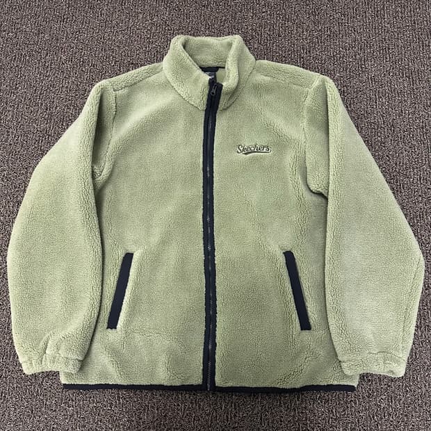 SKECHERS 스케쳐스 뽀글이 털 후리스 자켓 카키 105(XL)