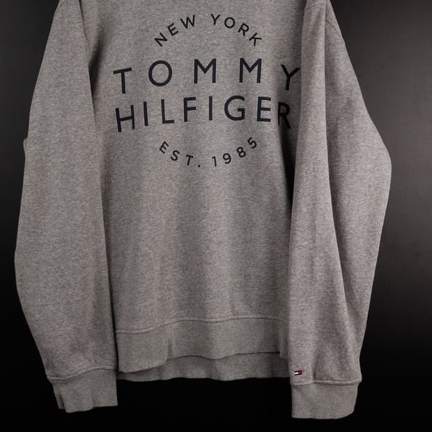 타미힐피거 센터로고 기모 맨투맨