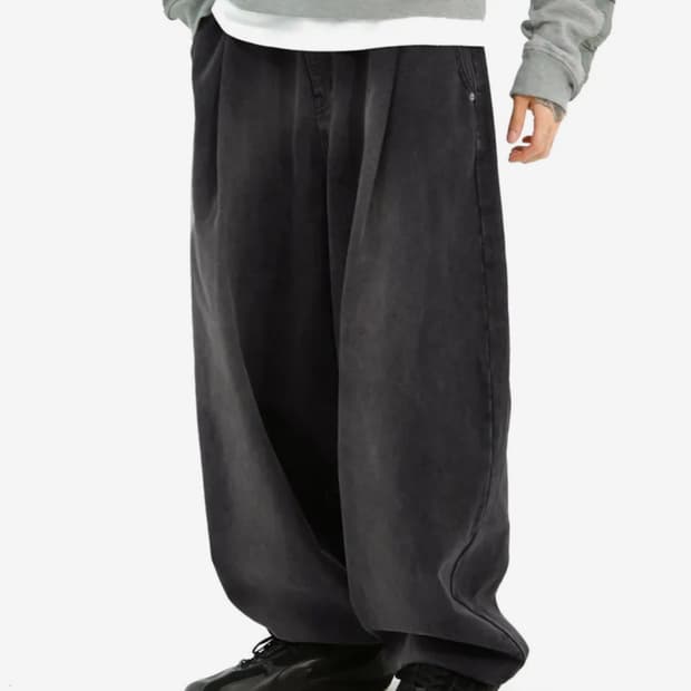 엑스톤즈 빅 와이드 벌룬 데님 팬츠