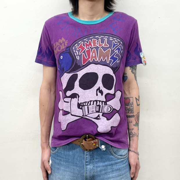 Big Skull Flame Jam Purple T-shirt