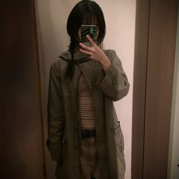 빈티지 모리룩 느낌 개귀여운 카키 야상 