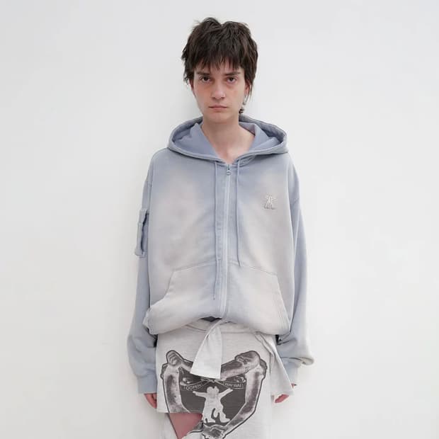 오픈와이와이 OPEN YY 워시드 박스 후드집업 블루