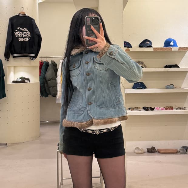 빈티지 y2k 토끼털 데님 자켓 U971