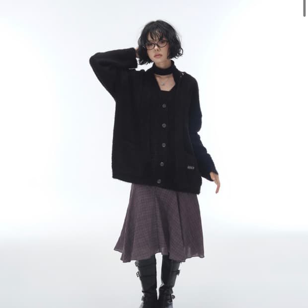 LUCA TIE CARDIGAN / BLACK