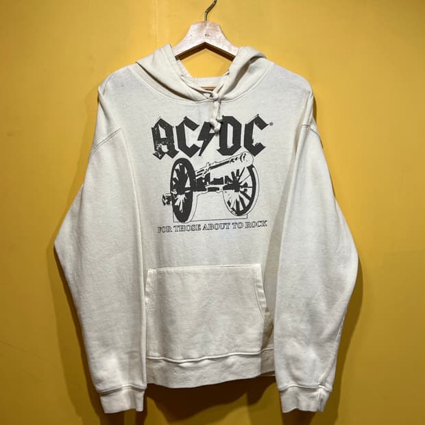 ACDC 캐논 프린팅 빈티지 밴드 후드티셔츠