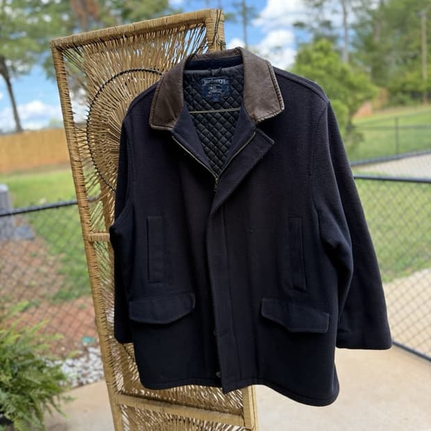 80s 버버리 울 헌팅 자켓 네이비